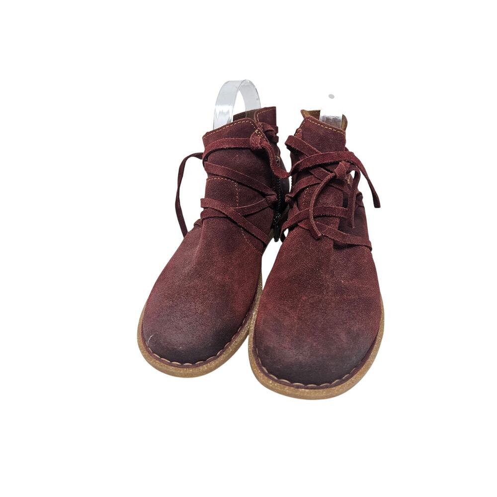 Born Tarkiln 6.5 Burgundy Leather Ankle Boot Gorpcore Boho Casual Comfort - Picture 4 of 6